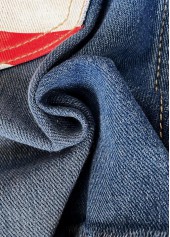 American Flag Denim Blue Straight Leg Button Fly Shorts | thumb picture 