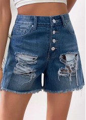 American Flag Denim Blue Straight Leg Button Fly Shorts | thumb picture 