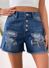American Flag Denim Blue Straight Leg Button Fly Shorts | thumb picture 