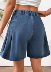 Denim Blue Wide Leg Button Fly High Waisted Shorts | thumb picture 
