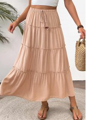 Light Camel A Line Elastic Waist Maxi Skirt | thumb picture 