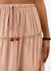 Light Camel A Line Elastic Waist Maxi Skirt | thumb picture 