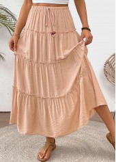 Light Camel A Line Elastic Waist Maxi Skirt | thumb picture 
