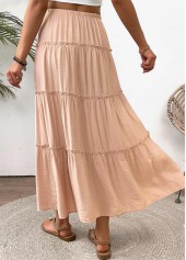 Light Camel A Line Elastic Waist Maxi Skirt | thumb picture 