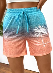 Multi Color Ombre Straight Leg Elastic Waist Shorts | thumb picture 