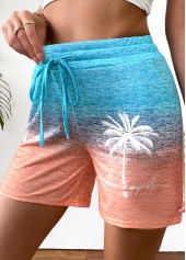 Multi Color Ombre Straight Leg Elastic Waist Shorts | thumb picture 