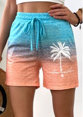 Multi Color Ombre Straight Leg Elastic Waist Shorts | thumb picture 