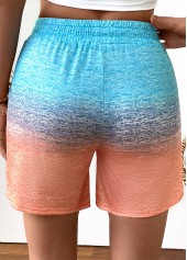 Multi Color Ombre Straight Leg Elastic Waist Shorts | thumb picture 