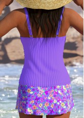 High Waisted Floral Print Light Purple Tankini Set | thumb picture 