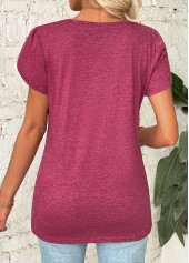 Dark Reddish Purple Short Sleeve V Neck T Shirt | thumb picture 
