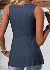 Navy Sleeveless V Neck Tank Top | thumb picture 