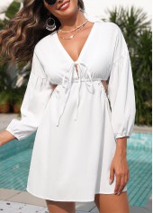 White Lace Up V Neck Cover Up | thumb picture 