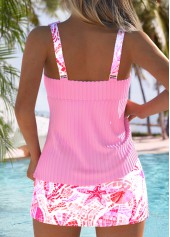 Mid Waisted Marine Life Print Pink Tankini Set | thumb picture 
