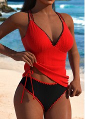 Mid Waisted Cut Out Red Tankini Set | thumb picture 