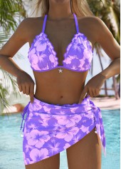 Mid Waisted Floral Print Purple Bikini Set | thumb picture 