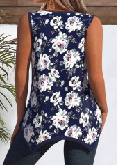 Navy Floral Print Sleeveless Tank Top and Camsiole | thumb picture 