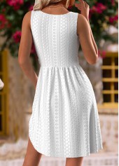 White Short Sleeveless Round Neck Dress | thumb picture 