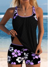 Plus Size Mid Waisted Light Purple Tankini Set