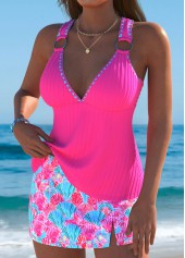 Plus Size Mid Waisted Hot Pink Tankini Set | thumb picture 