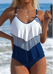 Mid Waisted Striped Navy Tankini Set | thumb picture 