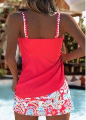 Mid Waisted Tribal Print Red Tankini Set | thumb picture 