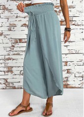 Mint Green Wide Leg Elastic Waist High Waisted Pants | thumb picture 