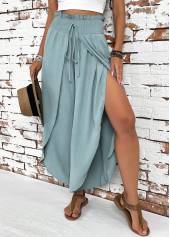 Mint Green Wide Leg Elastic Waist High Waisted Pants | thumb picture 