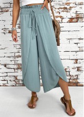 Mint Green Wide Leg Elastic Waist High Waisted Pants | thumb picture 