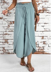 Mint Green Wide Leg Elastic Waist High Waisted Pants | thumb picture 