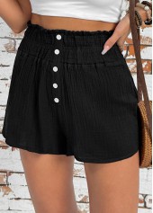 Black Wide Leg Elastic Waist High Waisted Shorts | thumb picture 