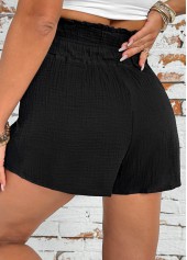 Black Wide Leg Elastic Waist High Waisted Shorts | thumb picture 
