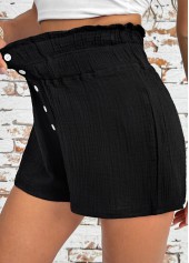 Black Wide Leg Elastic Waist High Waisted Shorts | thumb picture 