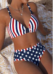 Mid Waisted American Flag Print Navy Bikini Set | thumb picture 