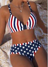 Mid Waisted American Flag Print Navy Bikini Set | thumb picture 