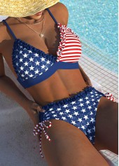 American Flag Mid Waisted Navy Bikini Set | thumb picture 