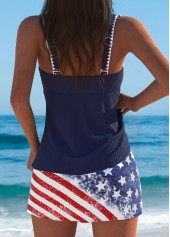 Mid Waisted American Flag Print Navy Tankini Set | thumb picture 