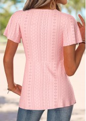 Light Pink Short Sleeve V Neck T Shirt | thumb picture 