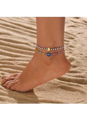 Multi Color Heart Polyresin Detail Anklets