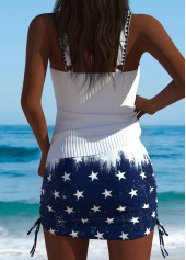 American Flag Mid Waisted Navy Tankini Set | thumb picture 