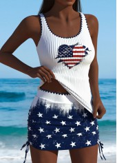 American Flag Mid Waisted Navy Tankini Set | thumb picture 