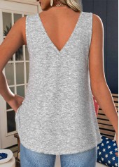 Grey Flag Print Strappy V Neck Tank Top | thumb picture 