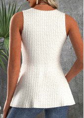 Beige Sleeveless V Neck Tank Top | thumb picture 