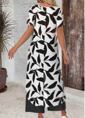 White Leaf Print Ankle Length Short Sleeve Top | thumb picture 