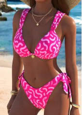 Low Waisted Graffiti Print Hot Pink Bikini Set | thumb picture 