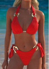 Low Waisted Tie Red Bikini Set | thumb picture 