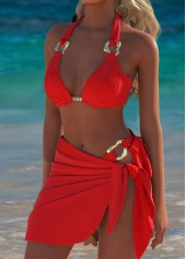 Low Waisted Tie Red Bikini Set | thumb picture 