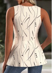 Light Coffee Polka Dot Sleeveless V Neck Tank Top | thumb picture 