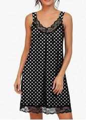 Black Polka Dot Sleeveless V Neck Nightdress | thumb picture 