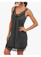 Black Polka Dot Sleeveless V Neck Nightdress | thumb picture 