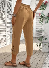 Light Camel Straight Leg Elastic Waist High Waisted Pants | thumb picture 